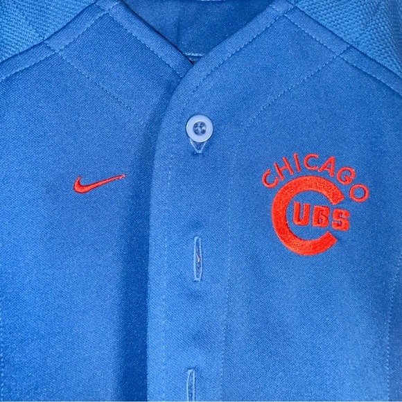 NIKE MLB CHICAGO CUBS button up baseball heavy duty athletic fandom jersey 12 mo - Picture 4 of 5